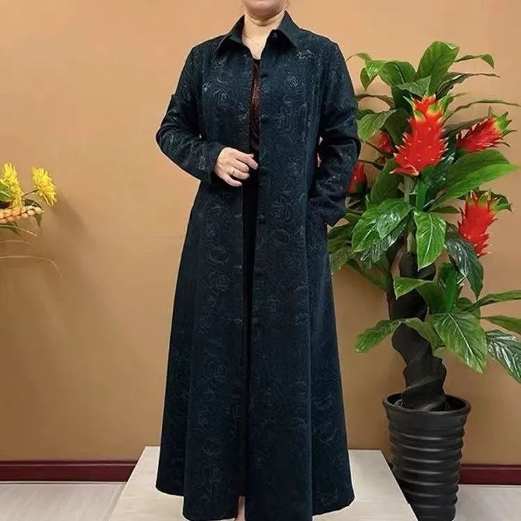 🥰 begränsat tidserbjudande pris 🥰  Höstmodell för dam med tryck och knappar Lång Trench Coat