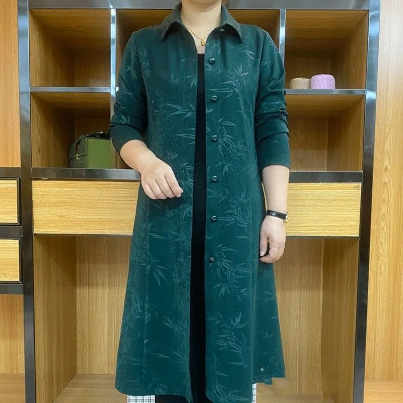 🥰 begränsat tidserbjudande pris 🥰  Höstmodell för dam med tryck och knappar Lång Trench Coat