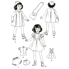 1940s Pattern, Child's Honey Doll's Wardrobe, Dolls Clothes  - Height 20" (51cm) Doll