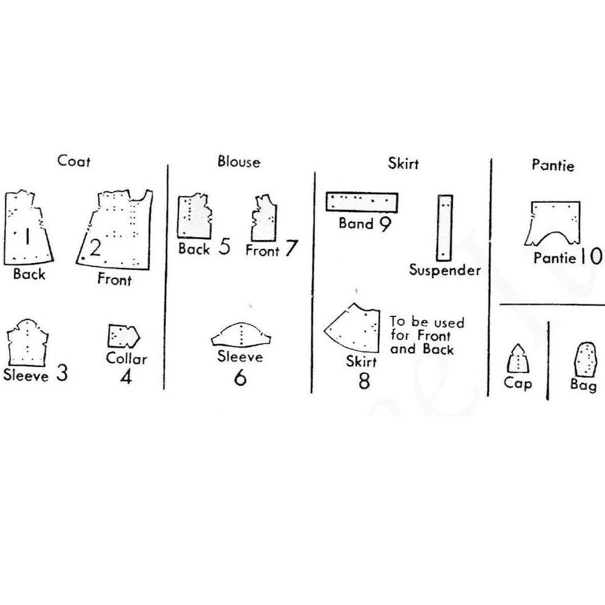 1940s Pattern, Child's Honey Doll's Wardrobe, Dolls Clothes  - Height 20" (51cm) Doll