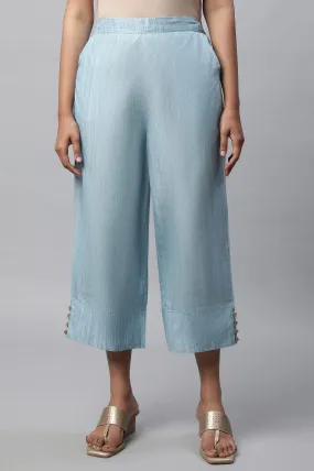 Blue Flared Ankle Length Palazzo