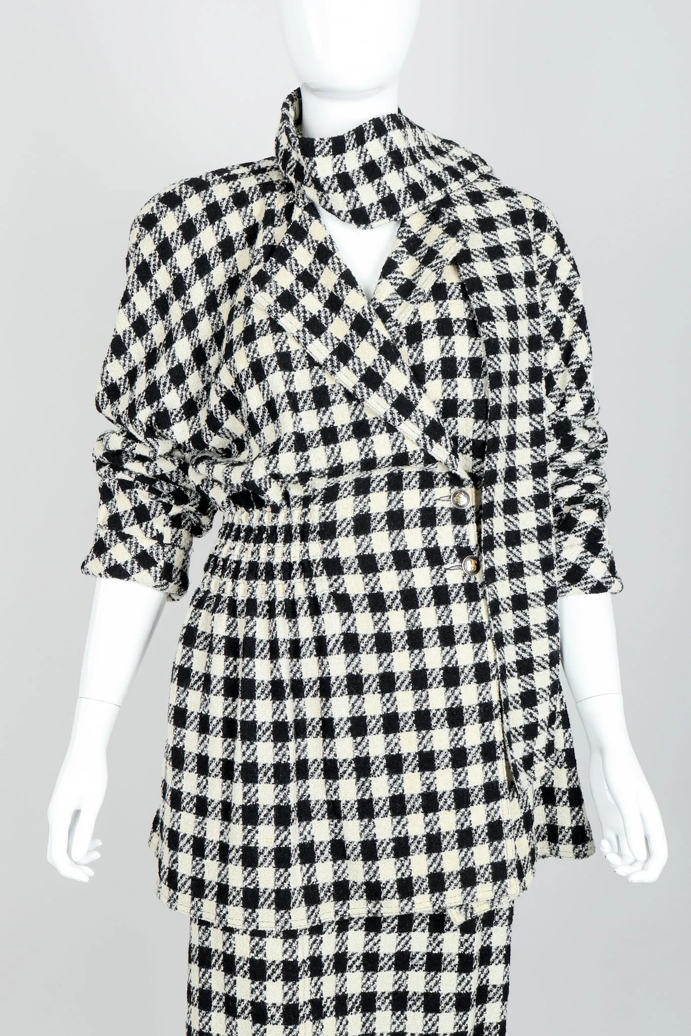 Bouclé Checked Jacket & Skirt Set
