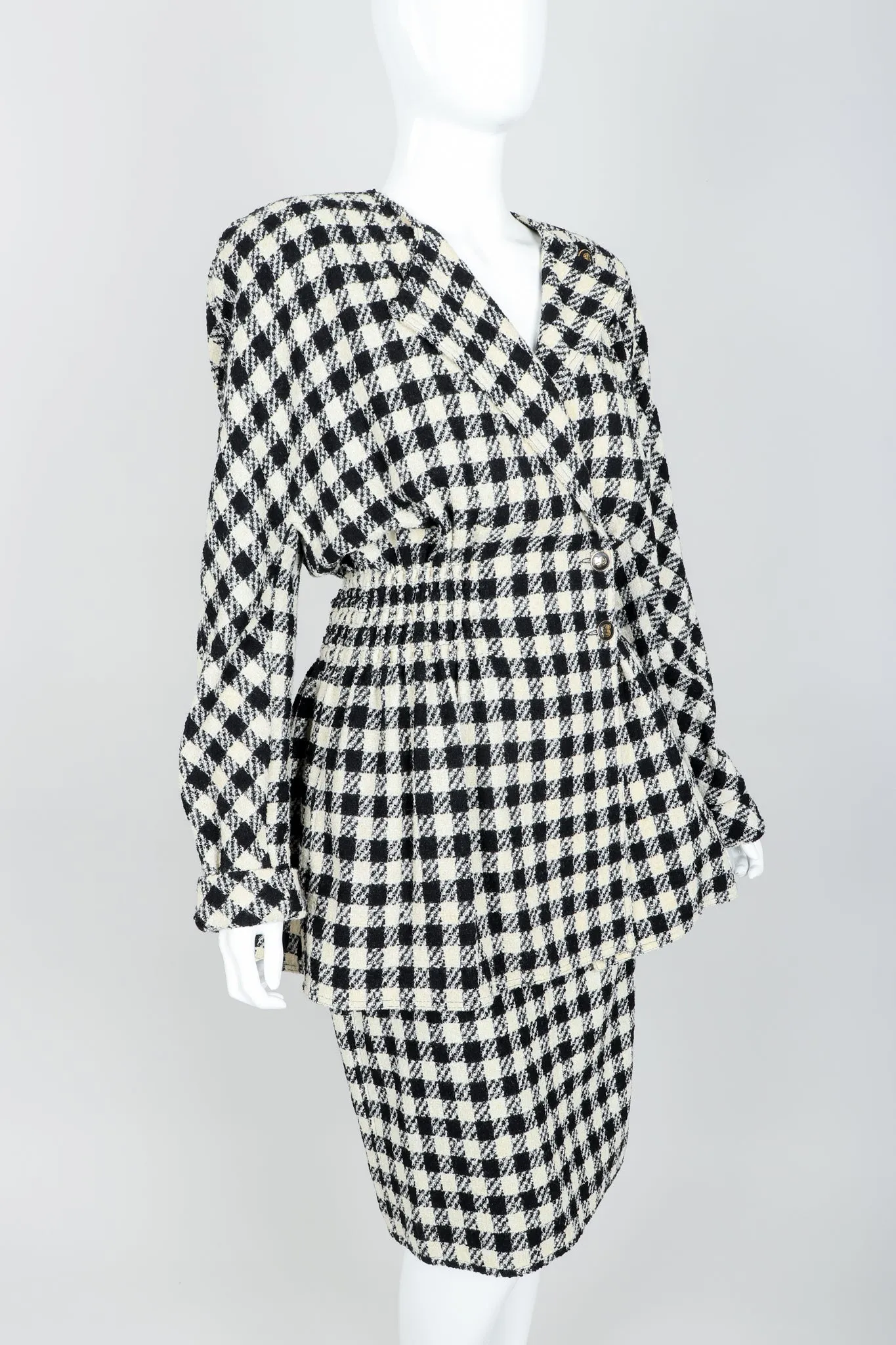 Bouclé Checked Jacket & Skirt Set