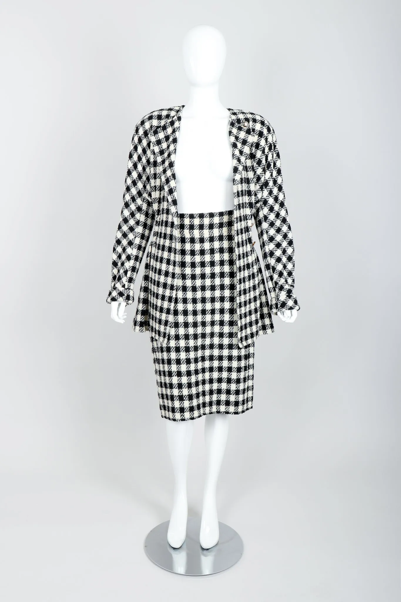 Bouclé Checked Jacket & Skirt Set
