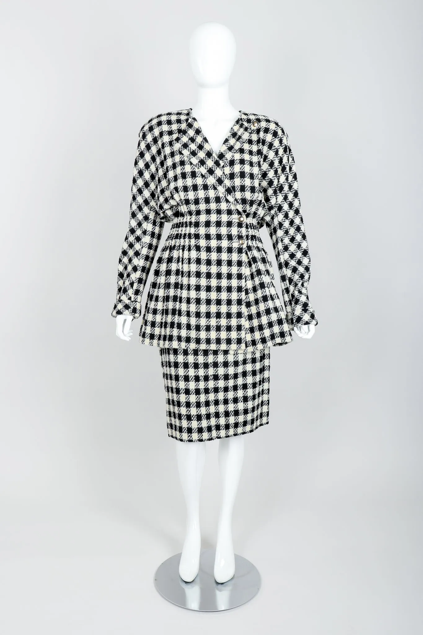 Bouclé Checked Jacket & Skirt Set