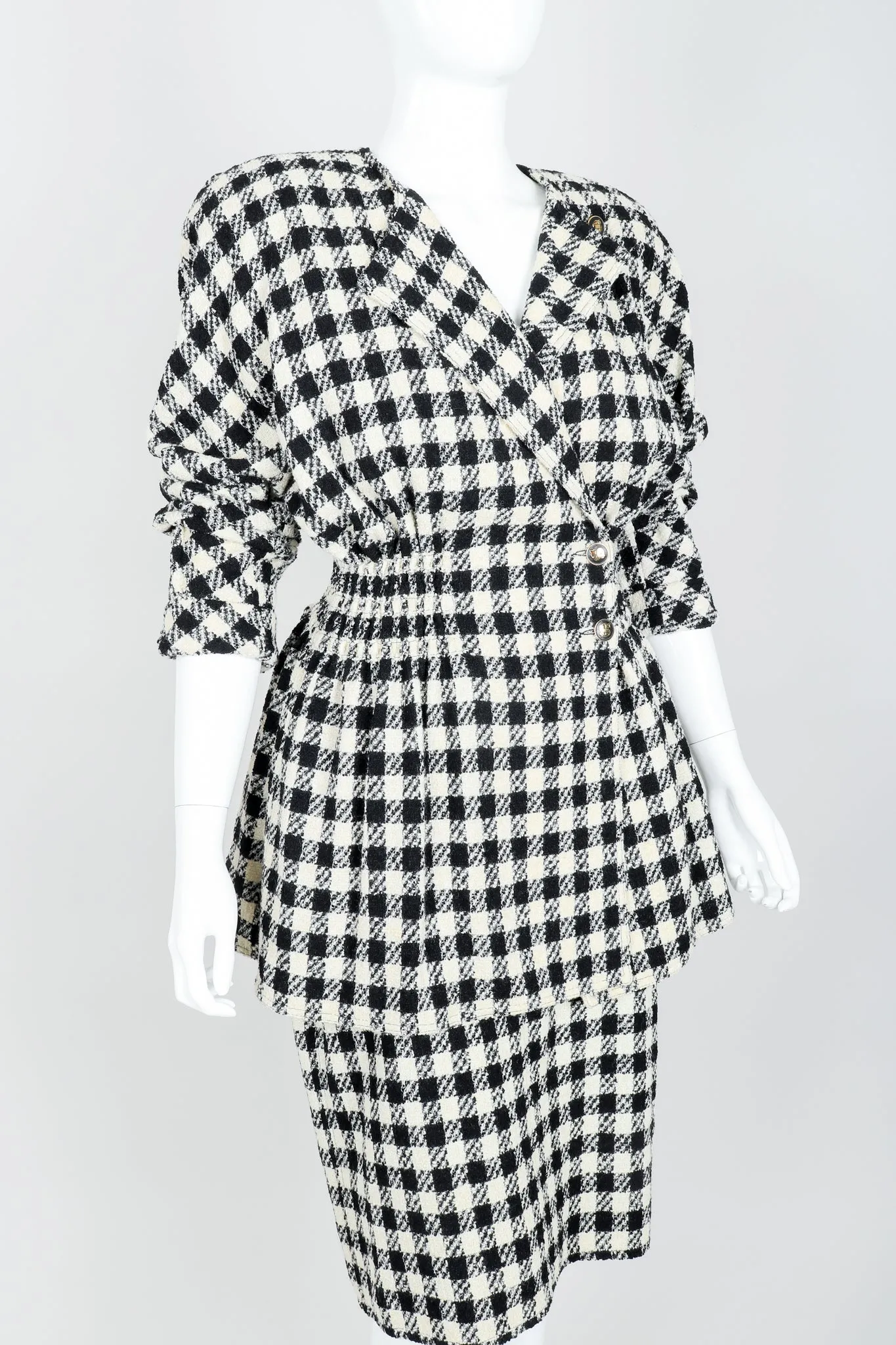 Bouclé Checked Jacket & Skirt Set