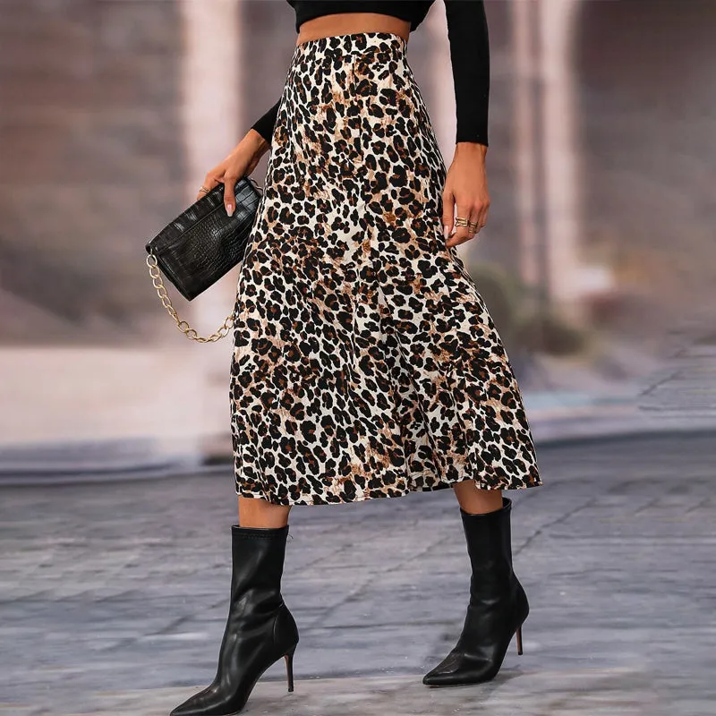 Easy Wear Leopard Print A-Line Skirt