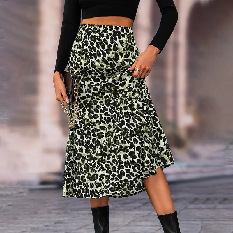 Easy Wear Leopard Print A-Line Skirt