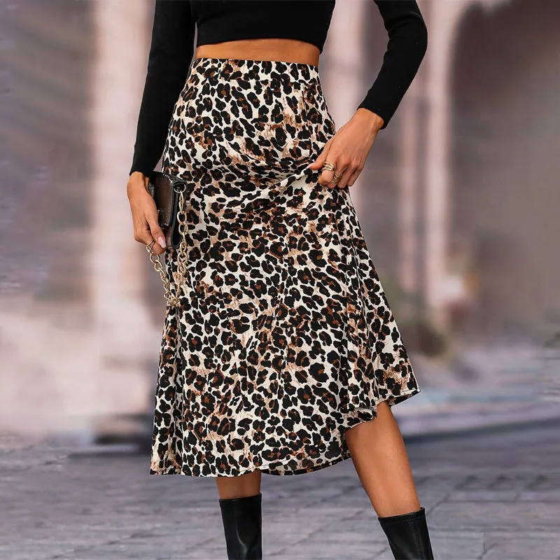 Easy Wear Leopard Print A-Line Skirt
