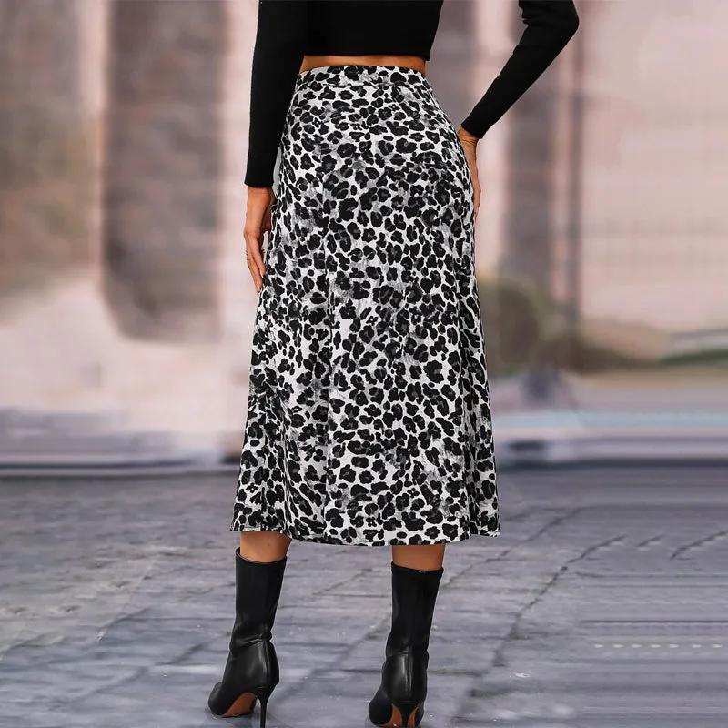 Easy Wear Leopard Print A-Line Skirt