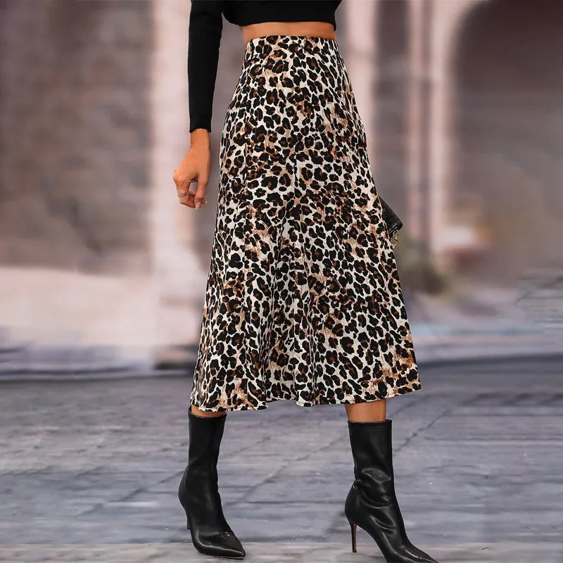 Easy Wear Leopard Print A-Line Skirt