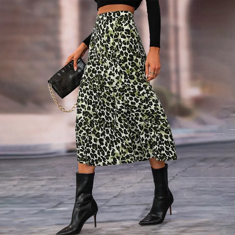 Easy Wear Leopard Print A-Line Skirt