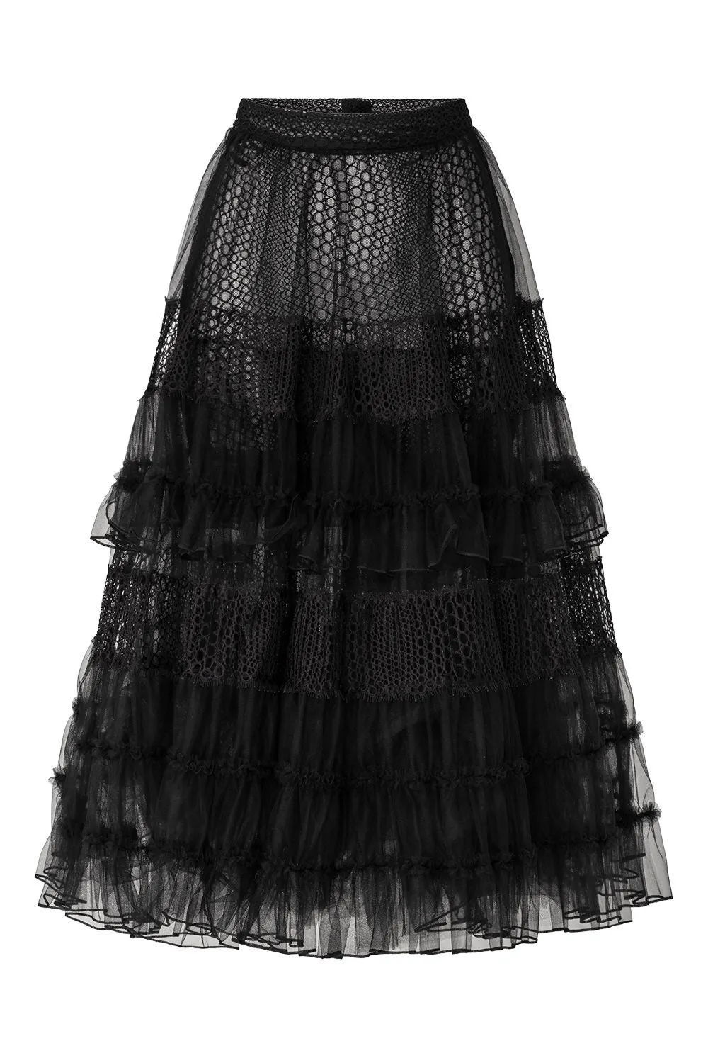 Embroidered Tulle Bomber Jacket with A-line Skirt