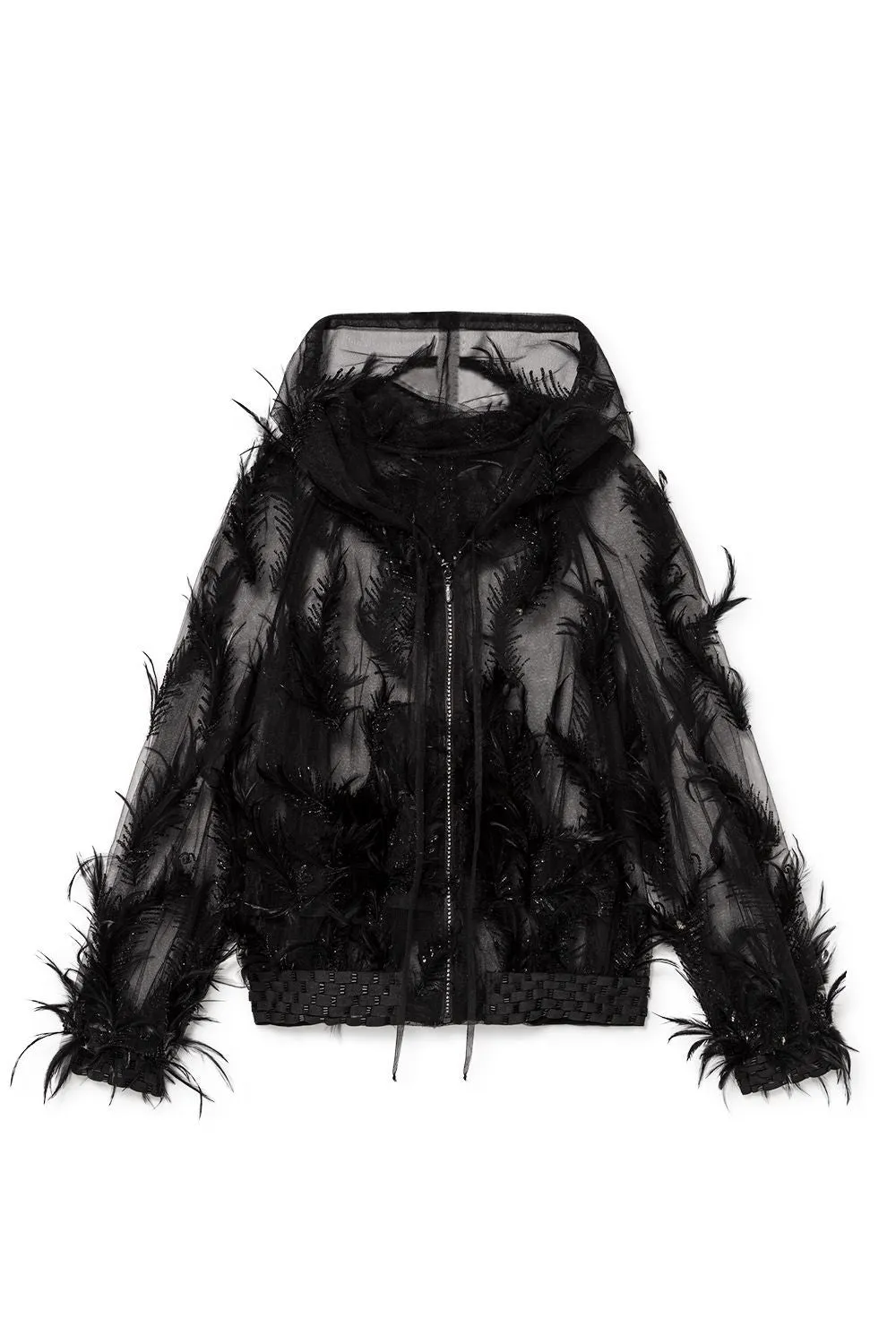 Embroidered Tulle Bomber Jacket with A-line Skirt