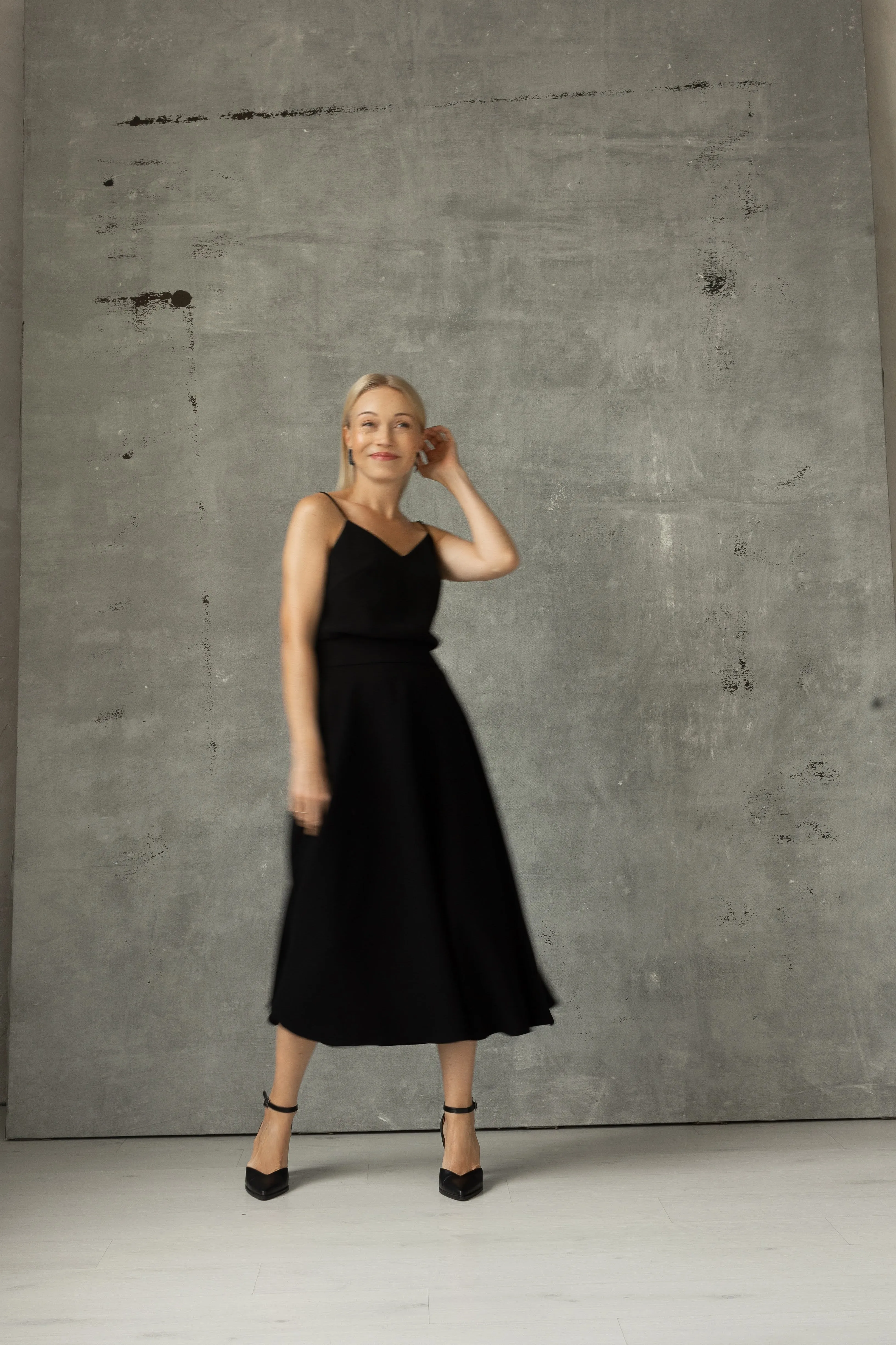 Luna Black Crepe Dress