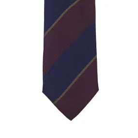 Navy & burgundy block stripe silk tie