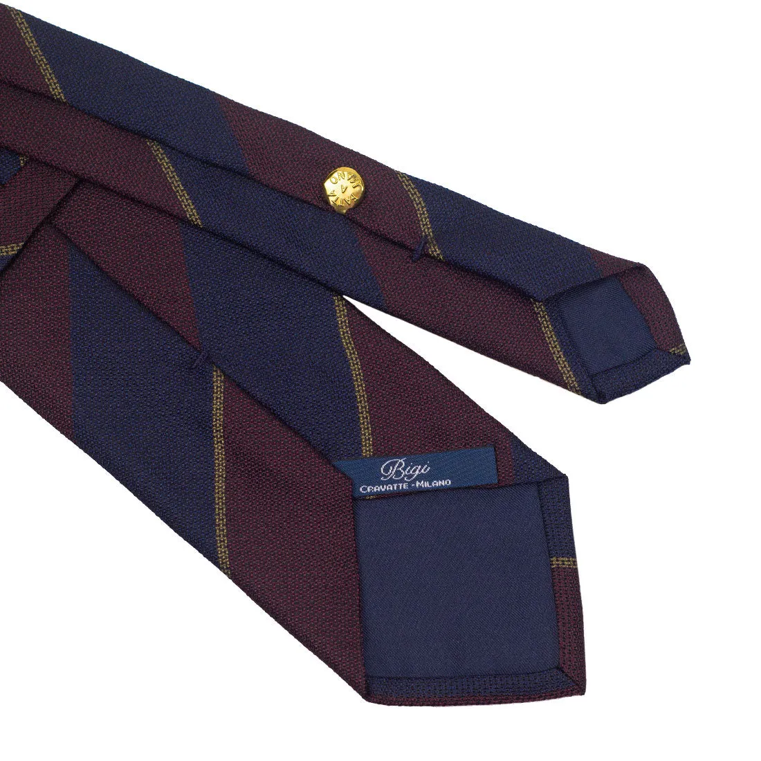 Navy & burgundy block stripe silk tie