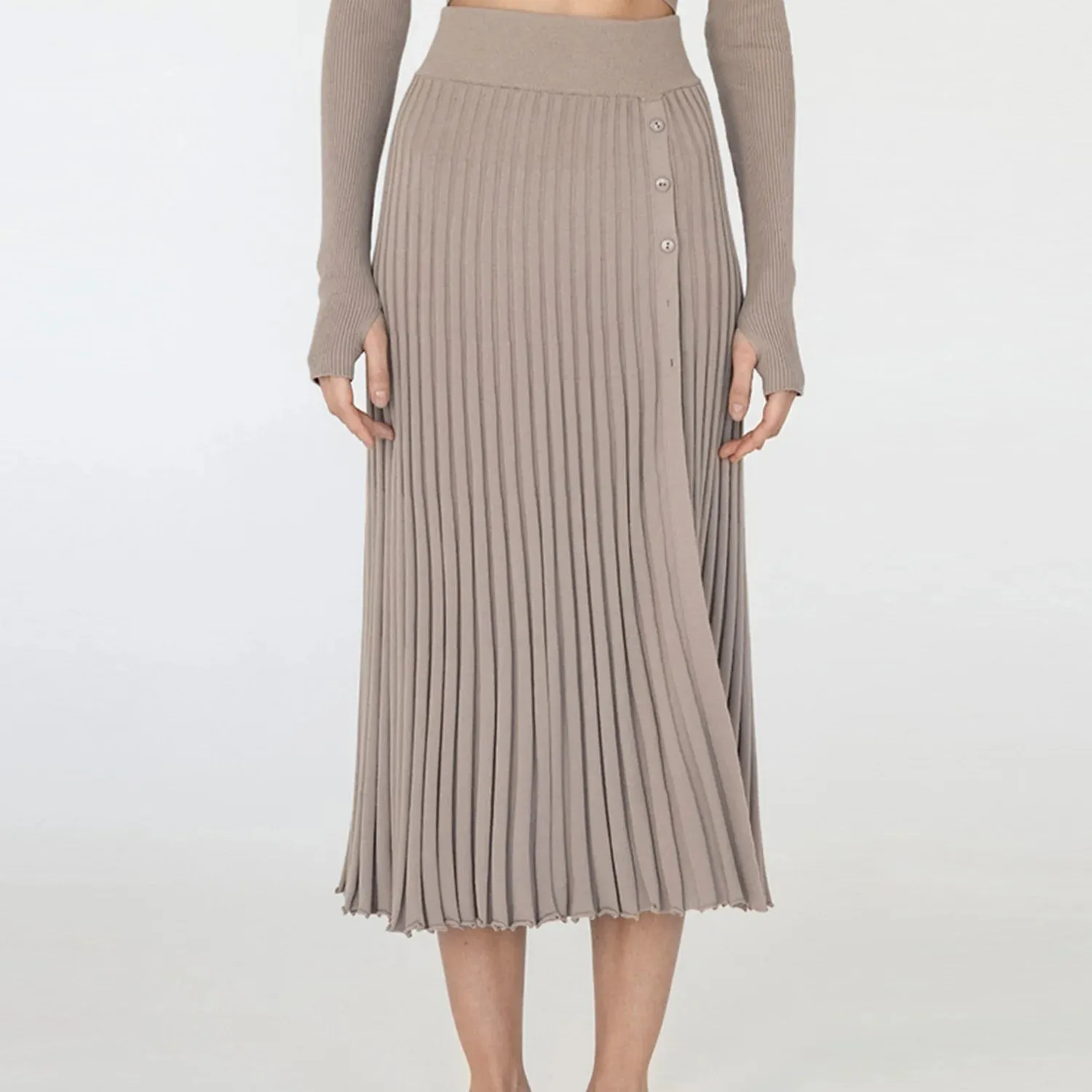 New White Knit Two Piece Women Sets Fall Ribbed Crop Top And Pleated Knitted Skirt Suits For Women Midi Dress Sets 2022