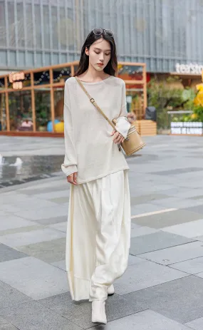 Satin A line Midi Skirt