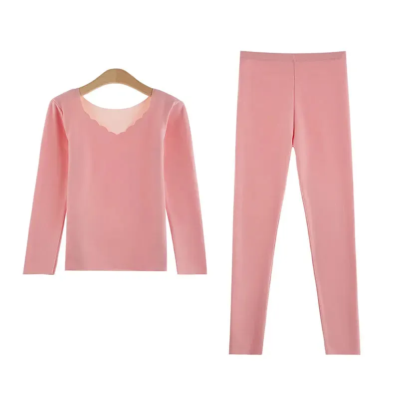 Thick Double Layer Warm Lingerie Women´s Thermal Clothing Set