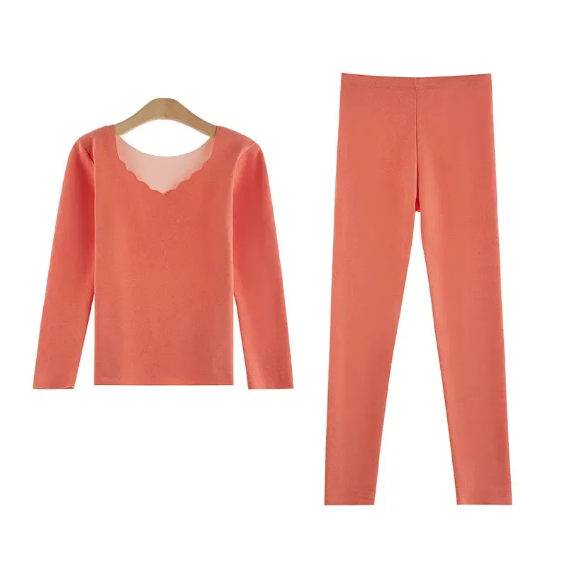Thick Double Layer Warm Lingerie Women´s Thermal Clothing Set