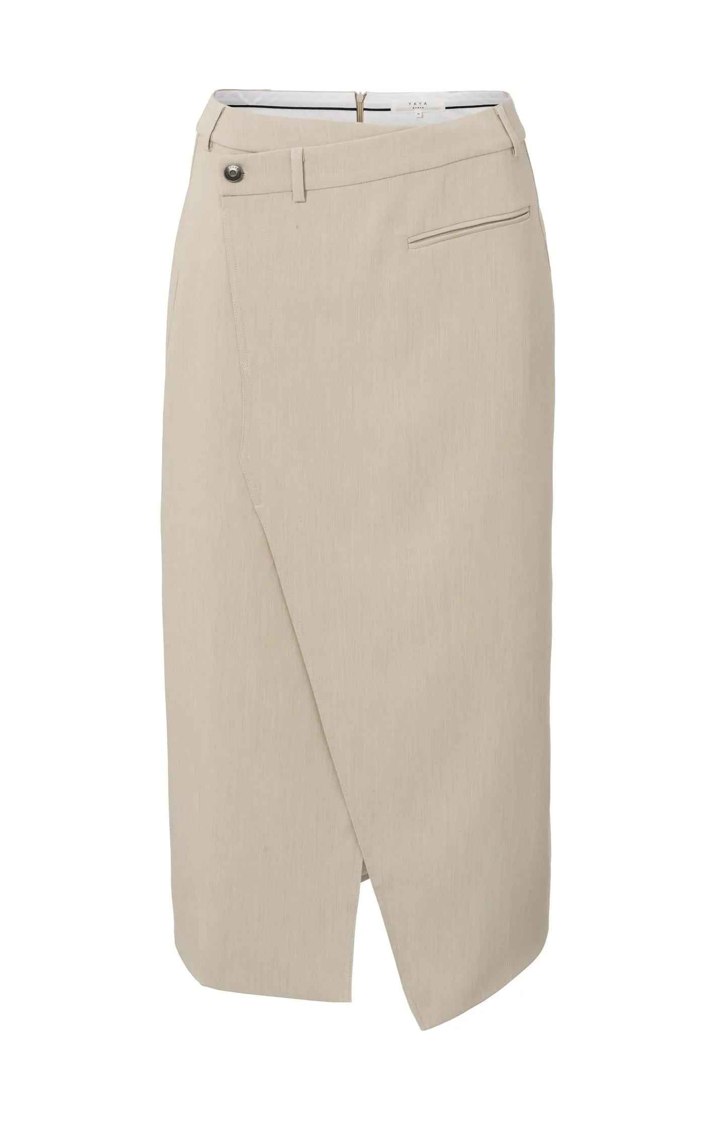 Woven melange midi skirt with slit